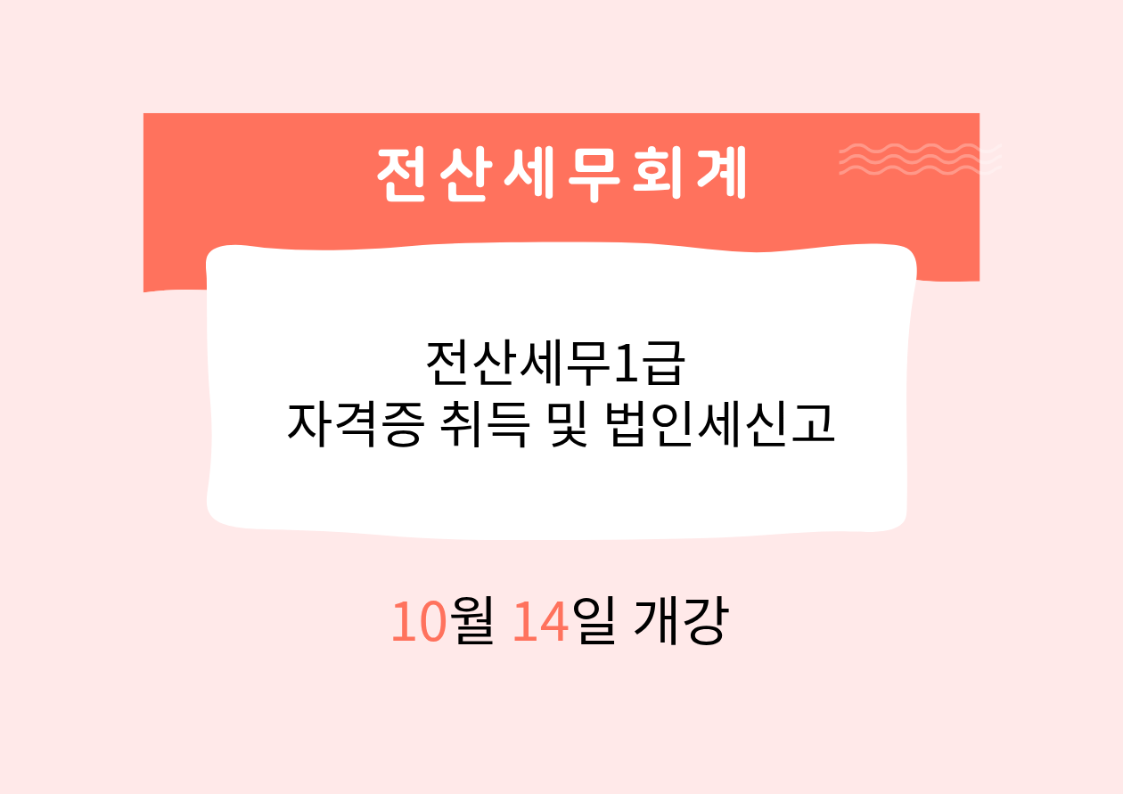 전산세무1급 자격증 취득 및 법인세신고
